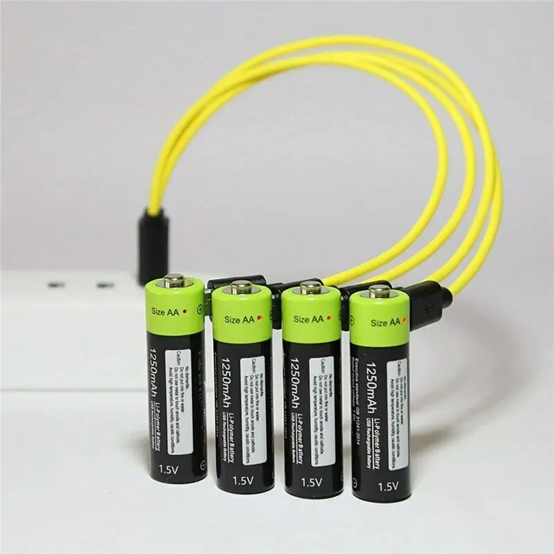 GTF AA 1 5 V 1250mAh батарея 2/4 шт USB быстрая зарядка литий полимерный аккумулятор
