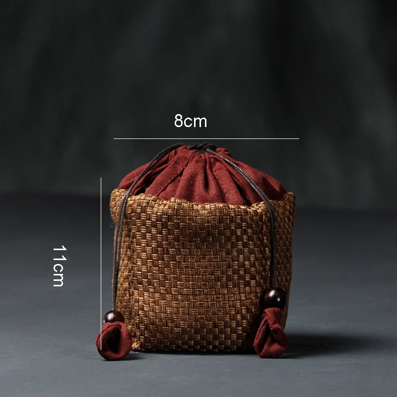 Japanese Style Hand Woven Bamboo Portable Travel Tea Set Storage Bag Teapot Quick Cup Handbag Package for Jewelry Toys | Дом и сад