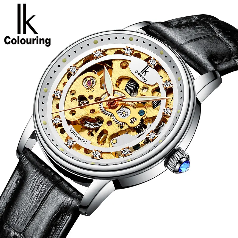 

IK COLOURING Pointer With Luminous Display Diamond Dial Automatic Mechanical Fashion Womem Watch