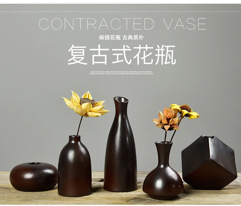Modern Simple matt black ceramic art vase living room dining Desktop home Rose Ideal flower ornaments decoratiom | Дом и сад