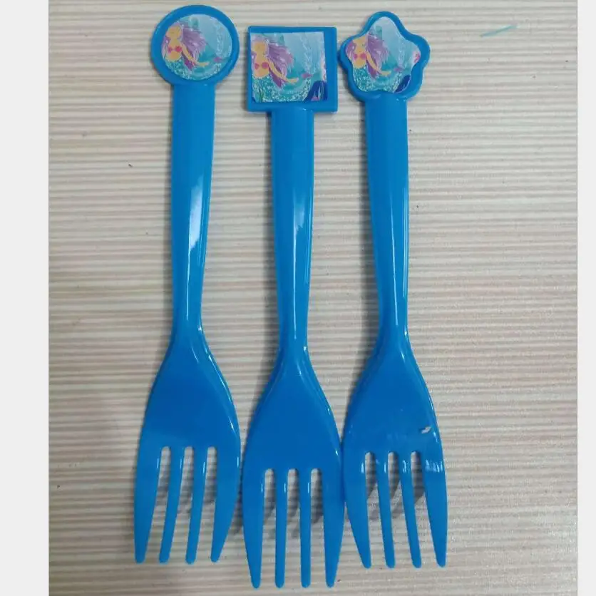 fork 6pcs 1 шт. 108*180 см вечерние одноразовые пластиковые скатерти с рисунком русалки для свадьбы, дня рождения, вечеринки, скатерти прямоугольной формы - Цвет: fork 6pcs
