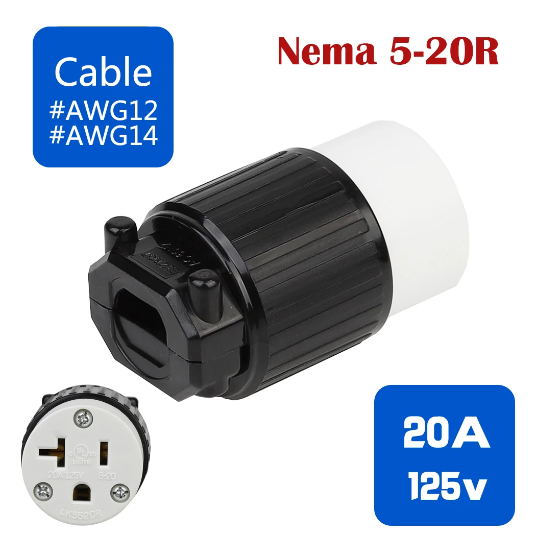 Гнездо для самопроводки NEMA 5 20R 20 А/125 В американский стандарт гнездо
