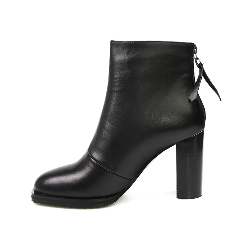 Designer Back Zipper Ankle Boots Women's High Square Heel Shoes Female Footwear New Arrival Natural Leather Winter 2018 | Обувь
