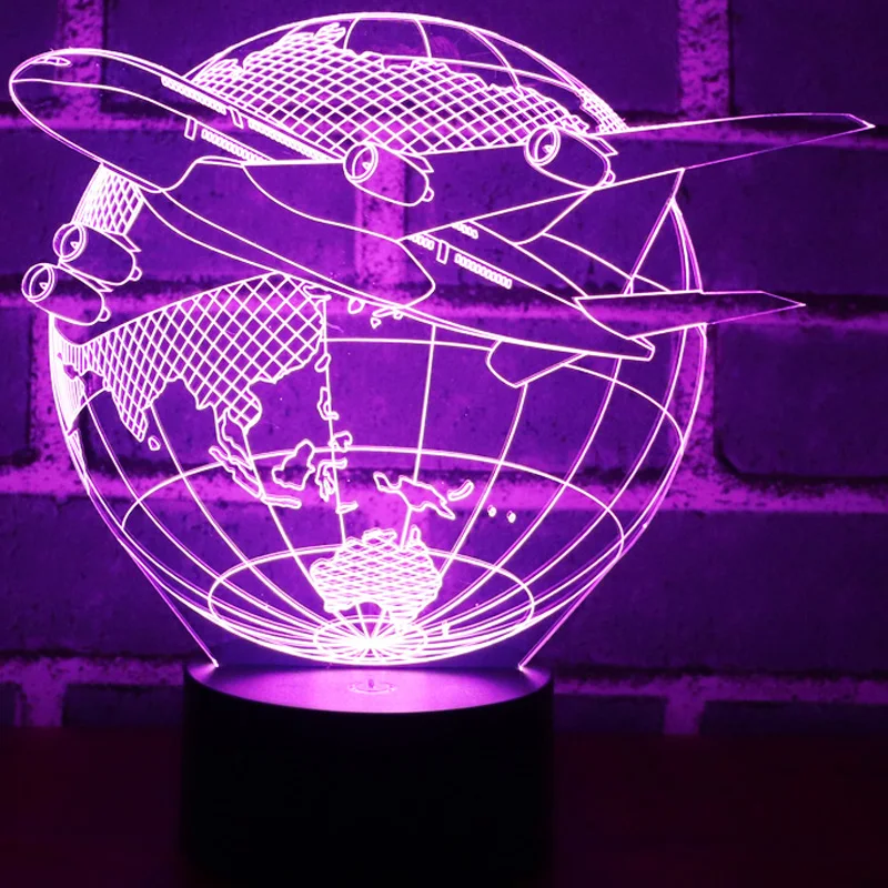Рекомендуется 3d лампа летательный аппарат сенсорный свет 7 цветов для подарка