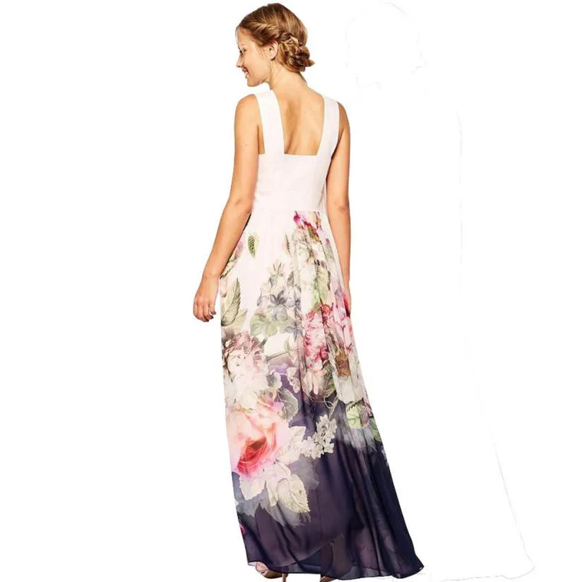 Летнее женское Повседневное платье без рукавов с цветочным принтом verano 2018