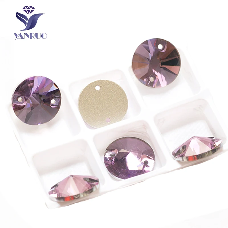 Violet YANRUO 3200 круглые Пришивные Rivoil Стразы AAAAA с плоской задней частью платья стеклянные камни стразы для шитья камни для ювелирной одежды - Цвет: Violet