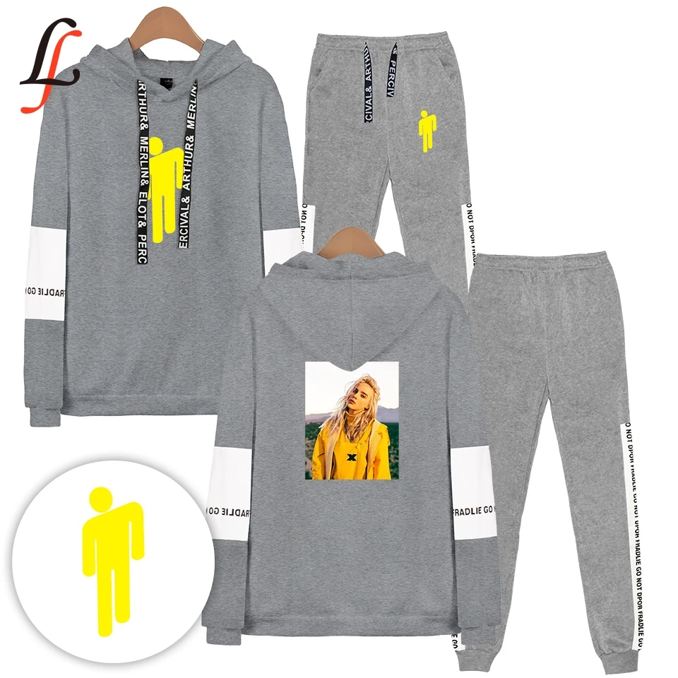 Billieeilish billie eilish Женский комплект 2 шт. толстовки в стиле хип-хоп женские/мужские модные крутые повседневные спортивные костюмы с капюшоном