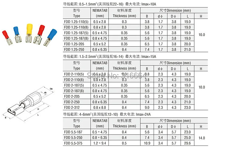 FDD2-250 MDD2-250 мужской изолированный Электрический обжимная Клемма для 1,5-2.5mm2 Разъемы Кабель провод разъема 100 шт./упак. синий