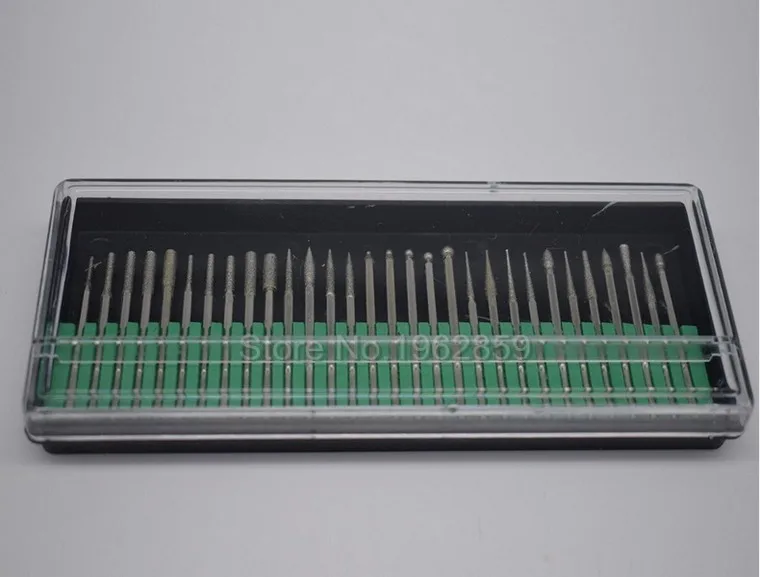 30 штук/коробка Стоматологическое лабораторное оборудование Алмазные сверла Мельницы Зубные сверла Ювелирные инструменты Шпилька Диаметр 2,35 мм Полировочные абразивные кончики.