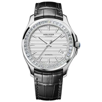 original brand agelcoer luxury watch men automatic gem set 40pcs swarovski crystal stone genuine leather watch 6301e1