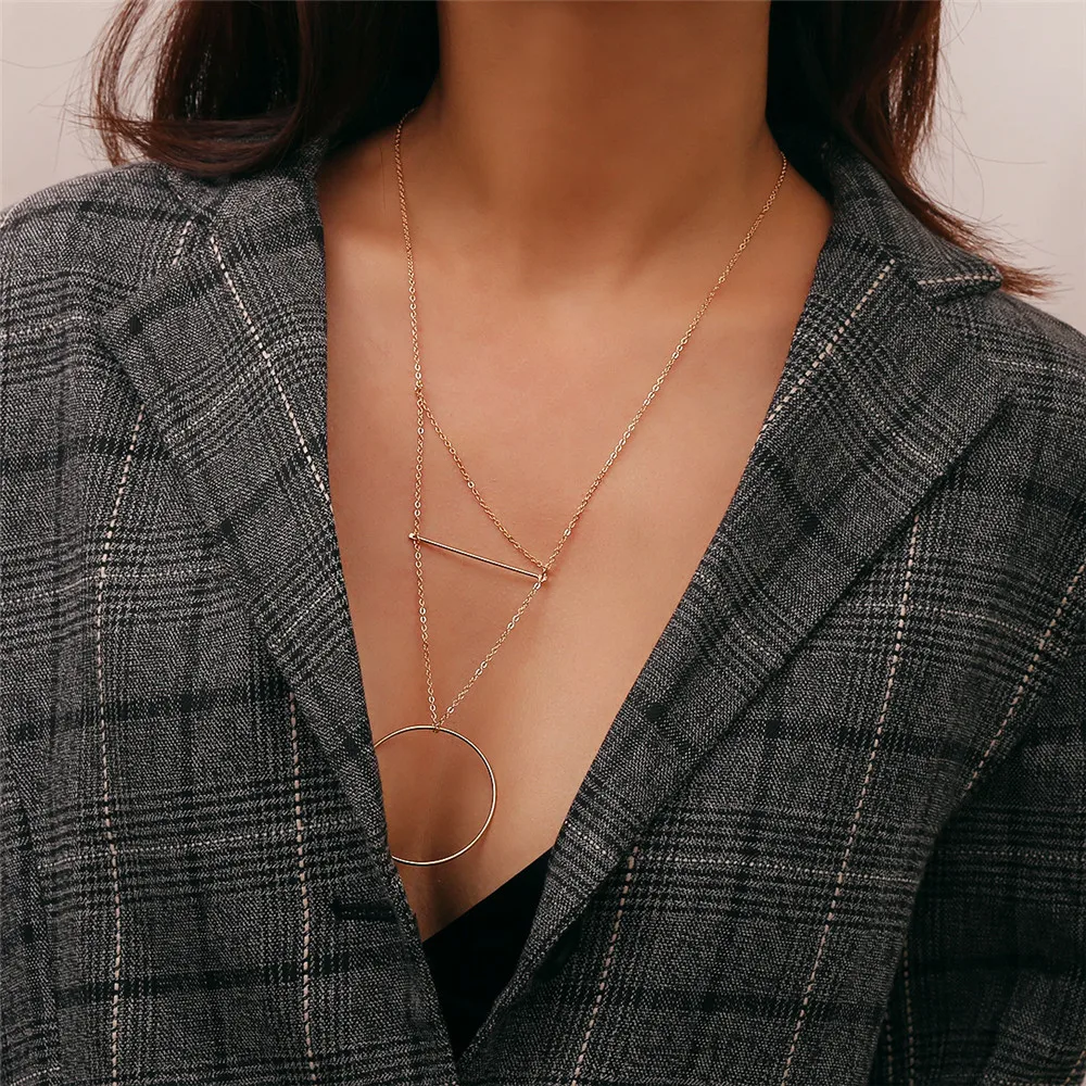 Женское ожерелье с подвеской SOHOT большая круглая подвеска золотого и серебряного