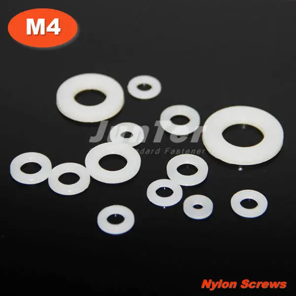 

1000pcs/lot DIN125 M4(ID) x 9(OD) x 1mm Thick Nylon Flat Washer