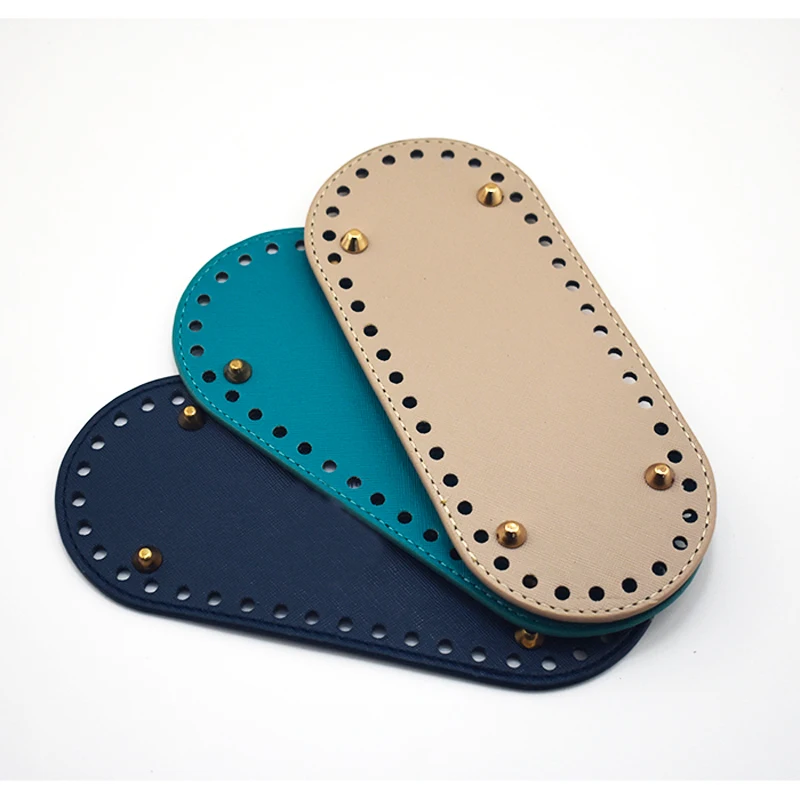 

2018 New Design Long Bottom for Bag PU Leather Oval Bottom Diy Handmade Knitting Bag Leather Bottom Accessories 25x12cm KZBT008