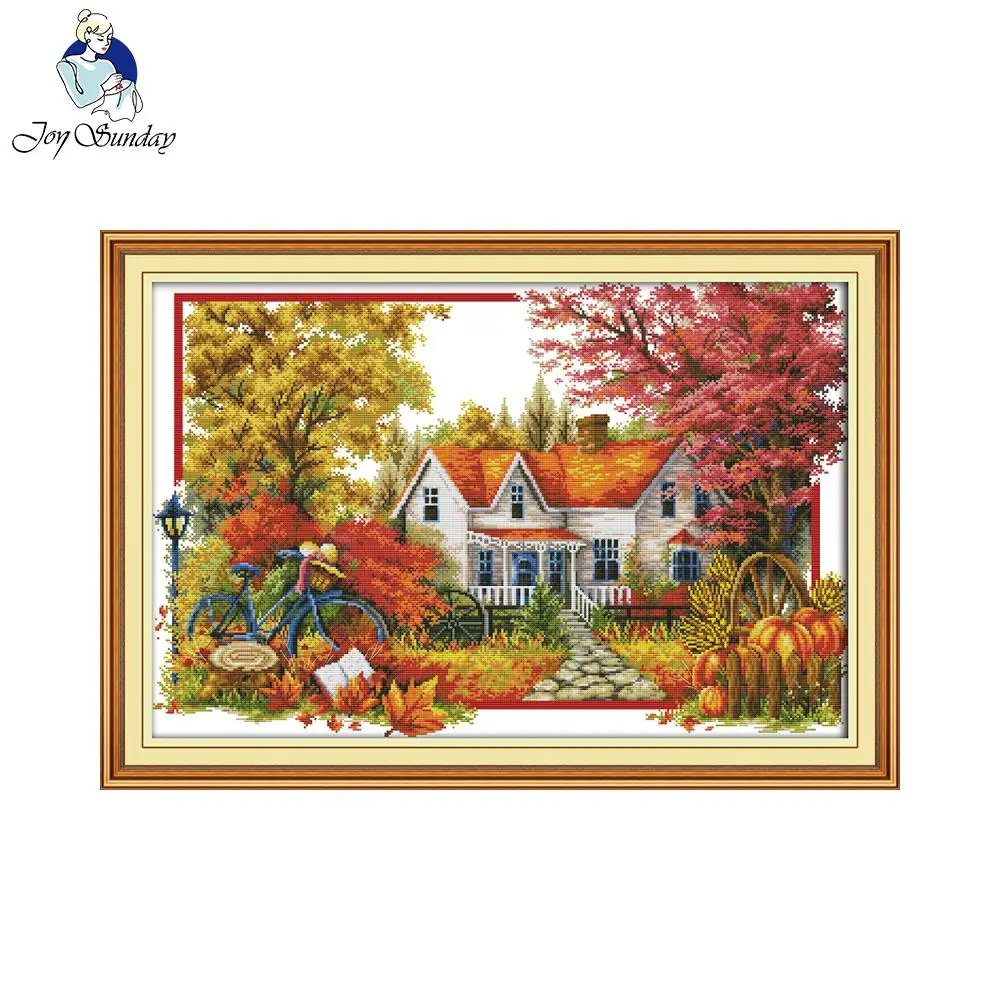 

Joy Sunday The autumn house Stitching patterns Chinese Cross Stitch Kits For Embroidery Needlepoint Set