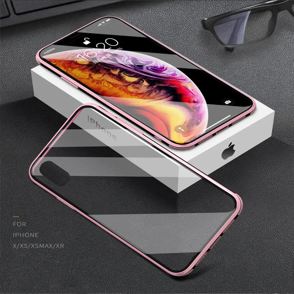 Роскошный чехол из закаленного стекла 2 в 1 мягкий для телефона ТПУ iphone 11 Pro XS Max XR X 6
