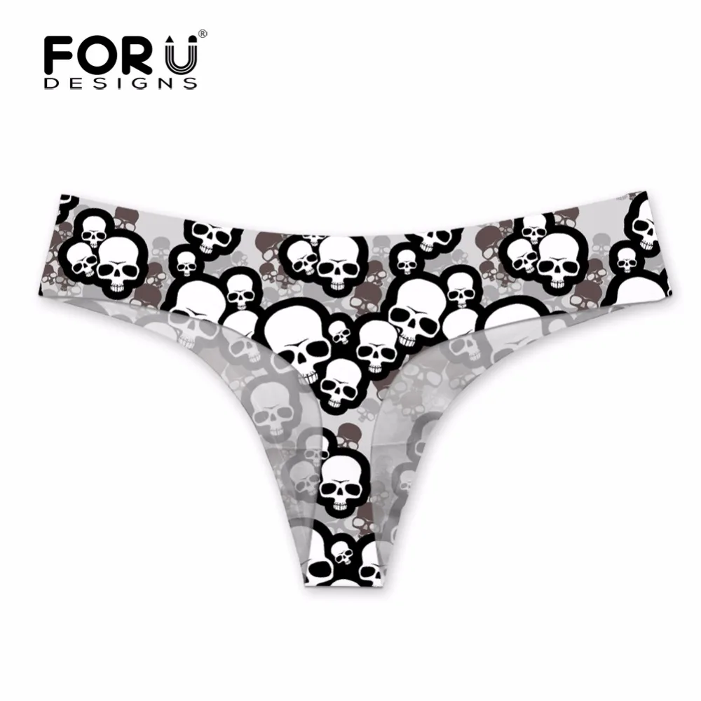 FORUDESIGNS Sexy Lingerie Women G strings Seamless Panties Female Underwear 3D Skull Heads Printed g Strings Bragas Mujer Briefs|seamless