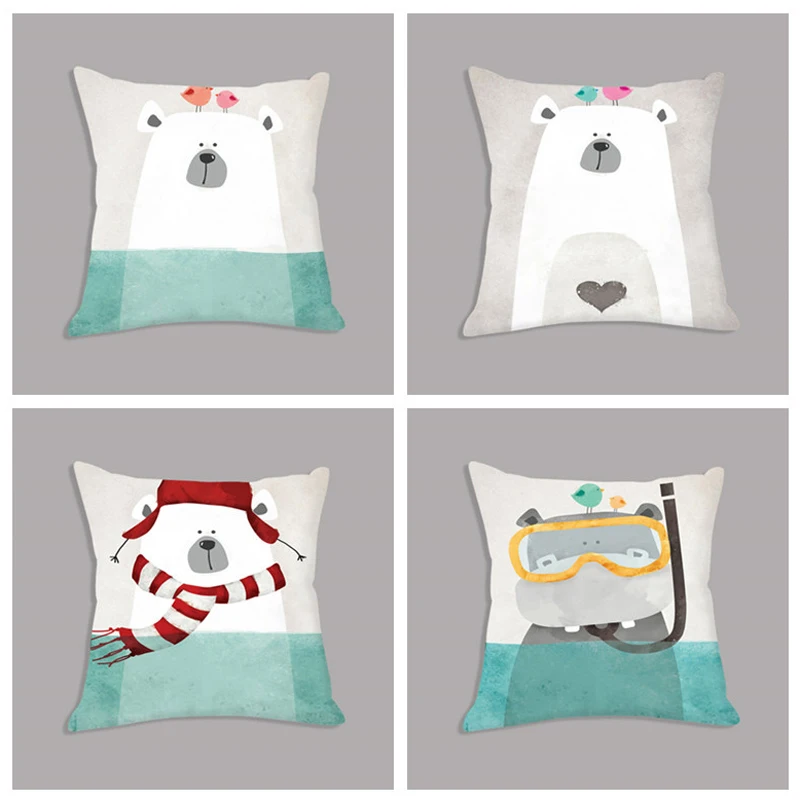 

Nordic Cushion Makeup Polar Bear Hippo Decorative Cushion for Sofa Home Decor Ballon Plush Fabric Throw Pillows For Party Gifts