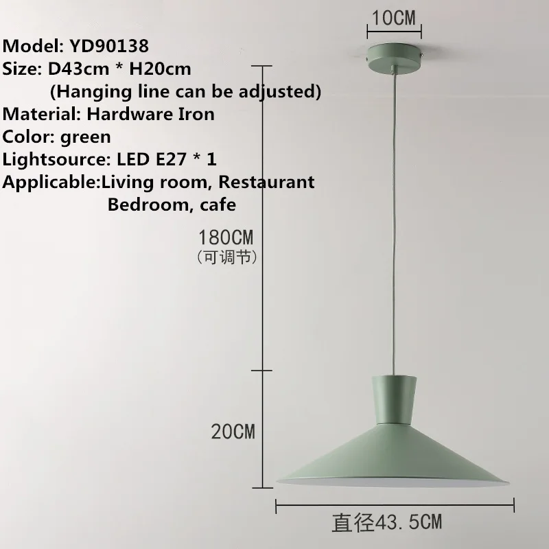B style green D43cm Современный скандинавский минималистичный креативный подвесной светильник для бара, лампы для гостиной, светильники для столовой, подвесные светильники для ресторана - Цвет корпуса: B style green D43cm