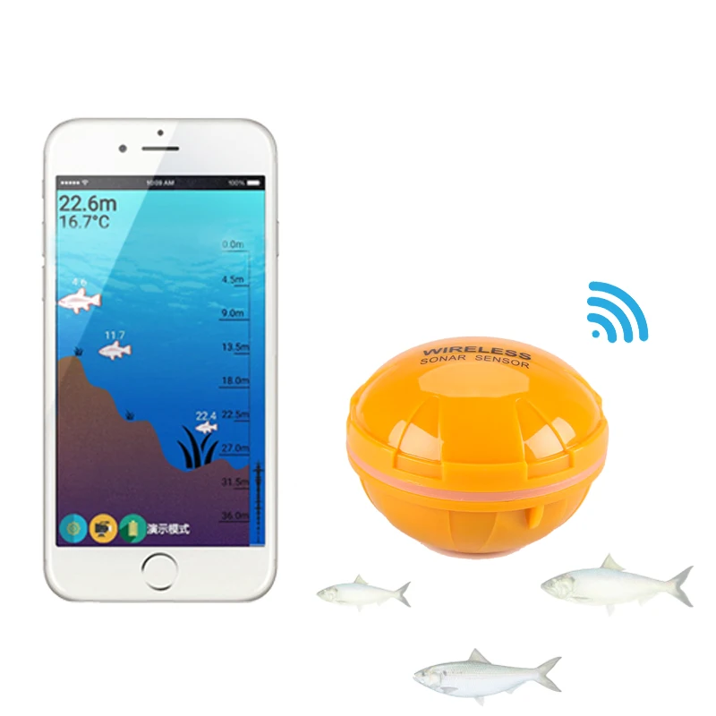 

Smart Kingfisher Portable Fish Finder Wireless Sonar Sensor Handheld Fishfinder Detector Mobilephone Operation ISO Android 2.4G