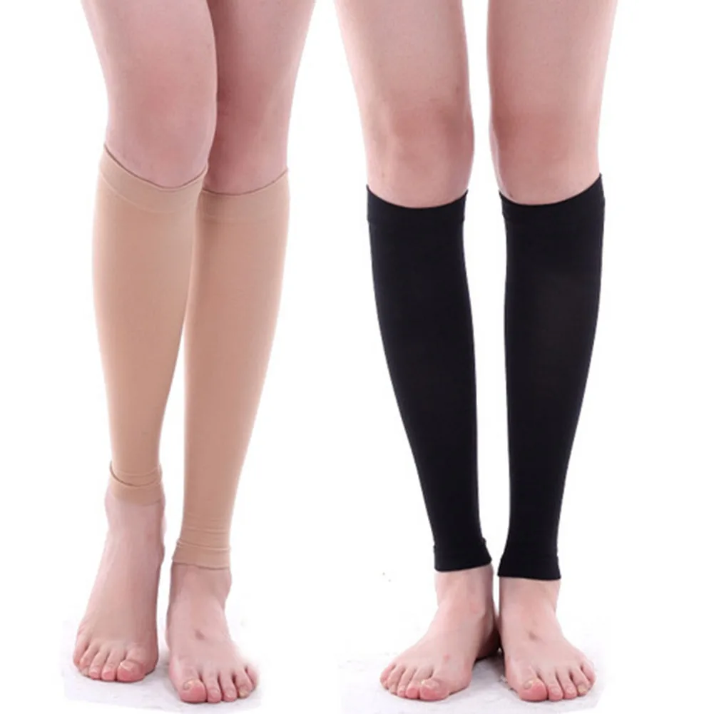 Unisex Compression Leg Sleeve Relieve Varicose Veins Circulation Sport Legwarmer Black Footless Compression Socks For Running