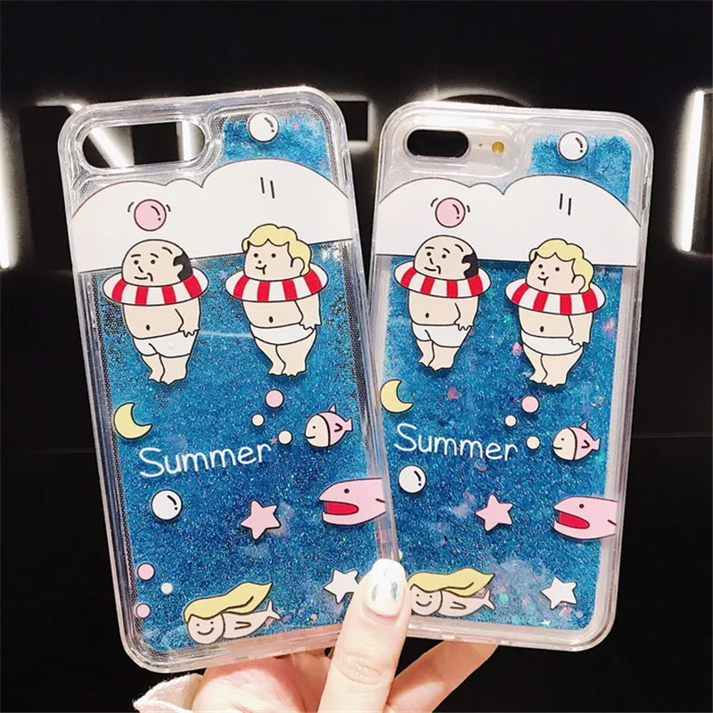 Cute Swimming Ring Liquid Glitter Cover for Xiaomi mi 8 9 A1 A2 MI8 Lite Redmi K20 Pro Note 7 6 Mi 3 Case Summer Fundas |