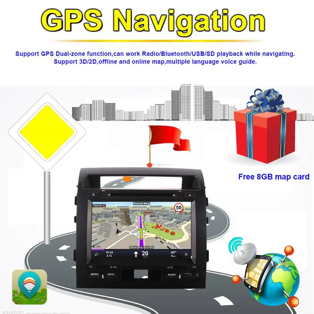Android 7 1/8 0 Octa Core 4 Гб RAM автомобильный DVD мультимедийный плеер GPS навигация для Toyota Land