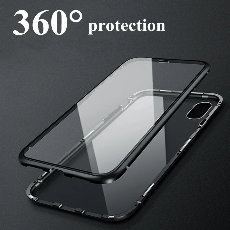 Магнитный адсорбционный металлический чехол для iPhone 11 pro MAX 12 XS 7 8 Plus магнит