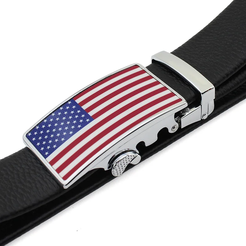 Мужской кожаный ремень с автоматической пряжкой дизайнерский черный из