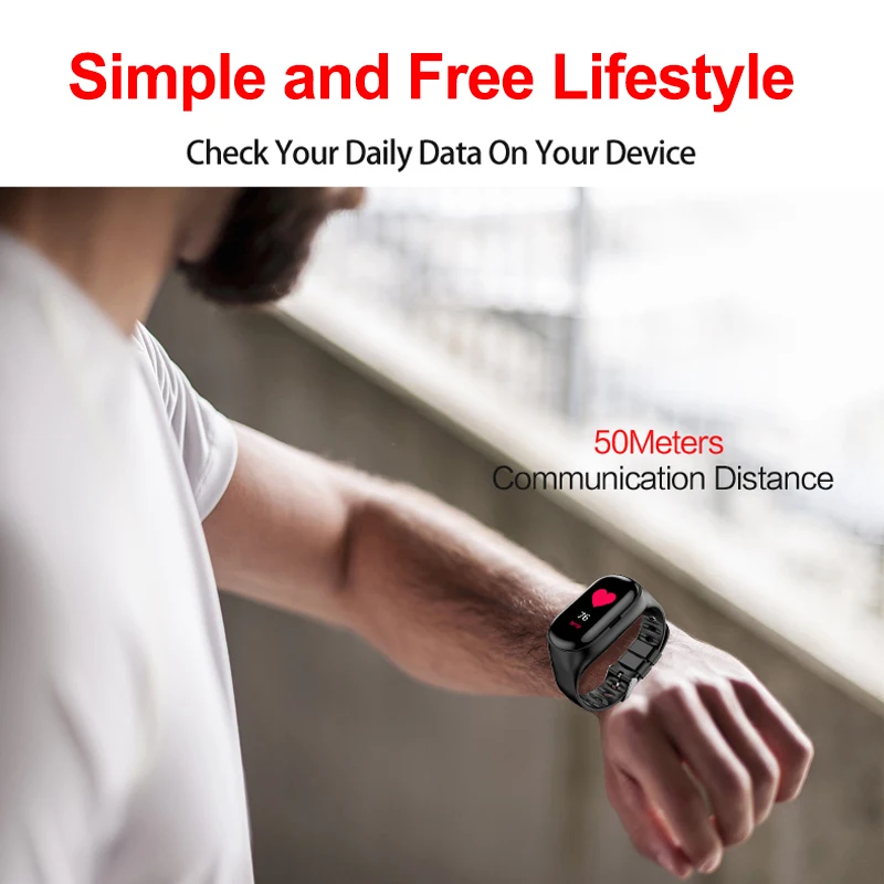 Умный Фитнес браслет для мужчин и женщин с Bluetooth наушником Монитор артериального