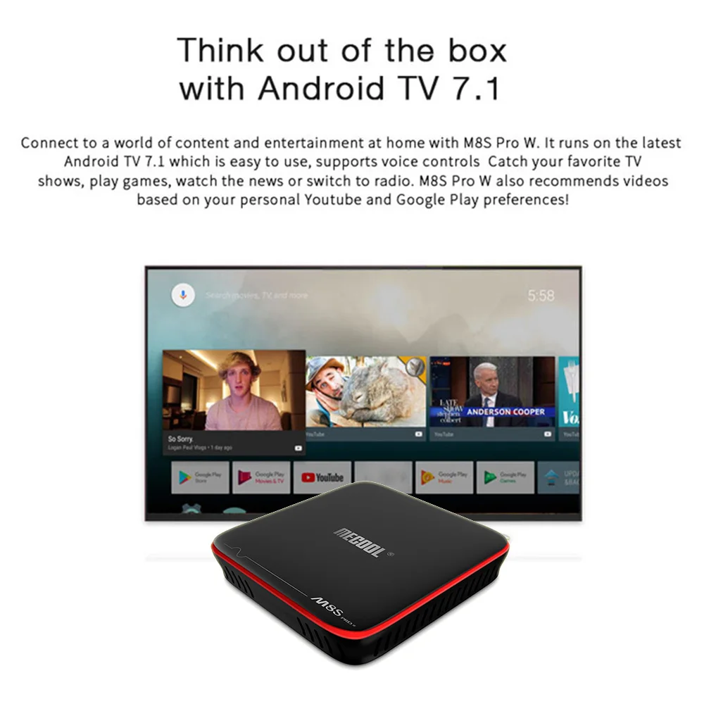 MECOOL M8S Pro W Smart tv BOX Android 7 1 Голосовое управление Amlogic S905W 2 Гб 16 4 ГГц Wi Fi потоковая Google