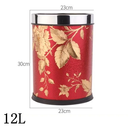 Waste bin 3 Красный кожаный атласные стены Бумага дома моды творческие мусорный бак Кухня Ванная комната мусорные баки педали отходов Бумага корзина - Цвет: Waste bin 3