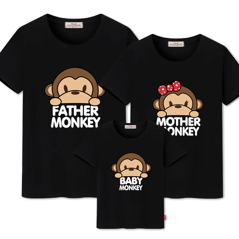 new monkey Семейные комплекты; одежда для мамы и дочки; хлопковые повседневные футболки; семейный образ для папы и сына; одежда «Мама и я» - Цвет: new monkey