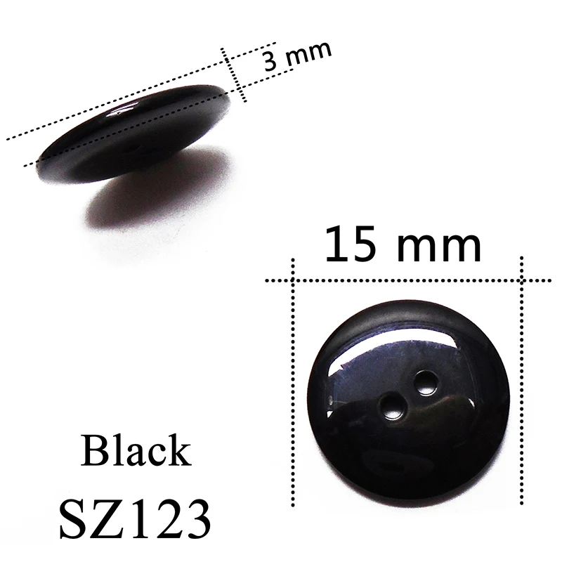 SZ123-15mm 100 шт 8-18 мм глазурь круглые стеклянные прозрачные полимерные пуговицы Белый Черный шитье скрапбукинг для свадьбы женская одежда ручной работы 2 отверстия - Цвет: SZ123-15mm
