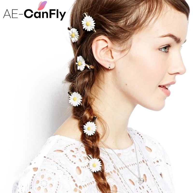 AE CANFLY 5 шт женские Девушки Романтические маленькие белые ромашки заколки для
