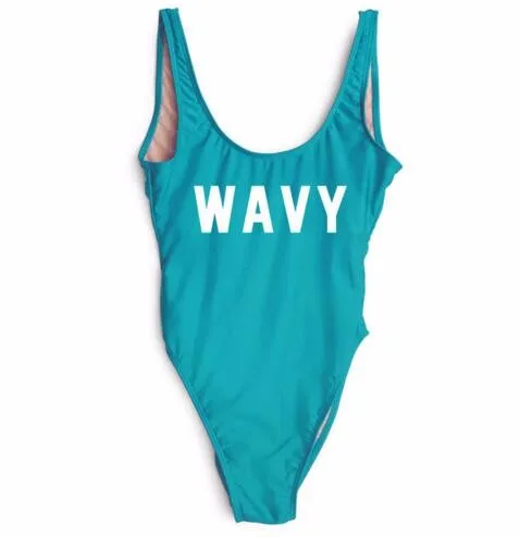 

WAVY swimsuits Women Sexy Swimwear backless plunge Bodysuit Suits One Piece bathing suits High Cut Beachwear