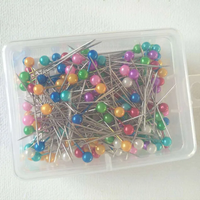 1 box Свадебные булавки для шитья, фиксированный корсаж, цветы, Ручное шитье, аксессуары, инструменты, 200 шт., швейные булавки, круглая жемчужная головка с коробкой - Цвет: 1 box