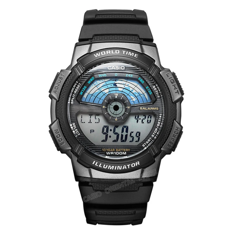 CASIO Watch AE-1100W-1A Цифровой Мужчины Лучшие Продажи Силиконовый Ремешок Мужчины Спортивные Часы Водонепроницаемые Relogio Masculino Плавать Вселенной Время