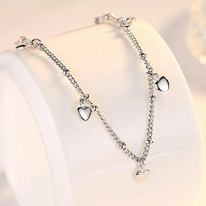 Simple Style Silver Plated Charm Bracelet Jewelry Gift Wholesale Top Quality Handmade Adjustable Heart For Women Girls | Украшения и