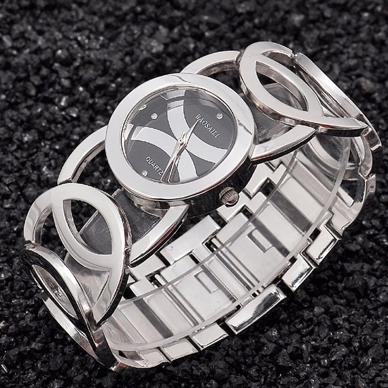 

BAOSAILI Luxury Women Dress Watch 2021 Top Brand Shinning Imitation Gold Plated Circles Strap Wristwatch Zegarek Damski