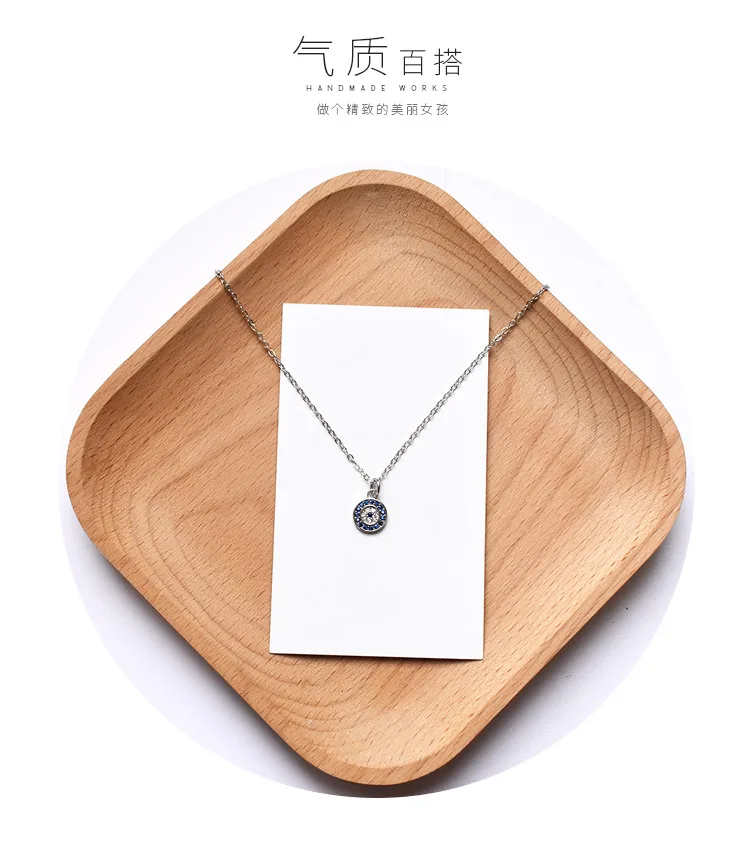 Hot New Arrival 925 Sterling Silver Blue Stone Eyes Charm Pendant Fashion Necklace Jewelry For Women Choker Thin Chain | Украшения и