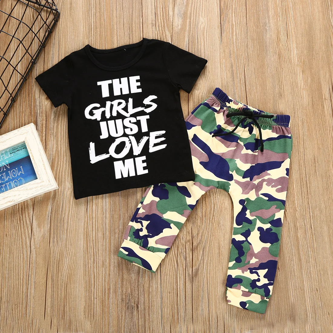 

Summer Baby Boy Printed Clothes Set 2Pcs Cotton Short Sleeve Tops T-shirt And Pants Legging Casual Children Boys Outfits