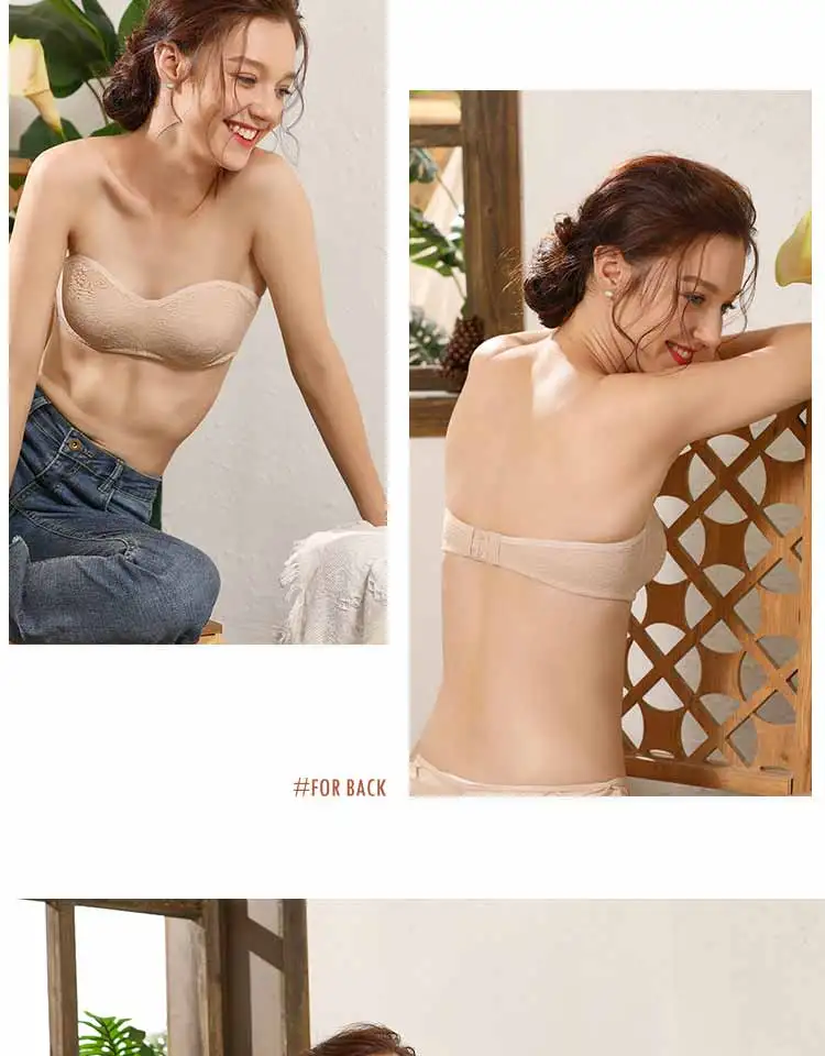 DOBREVA Sexy Lace Backless Bras For Women Lingerie Brassiere Full Cup Invisible Multiway Strapless Bra Underwear