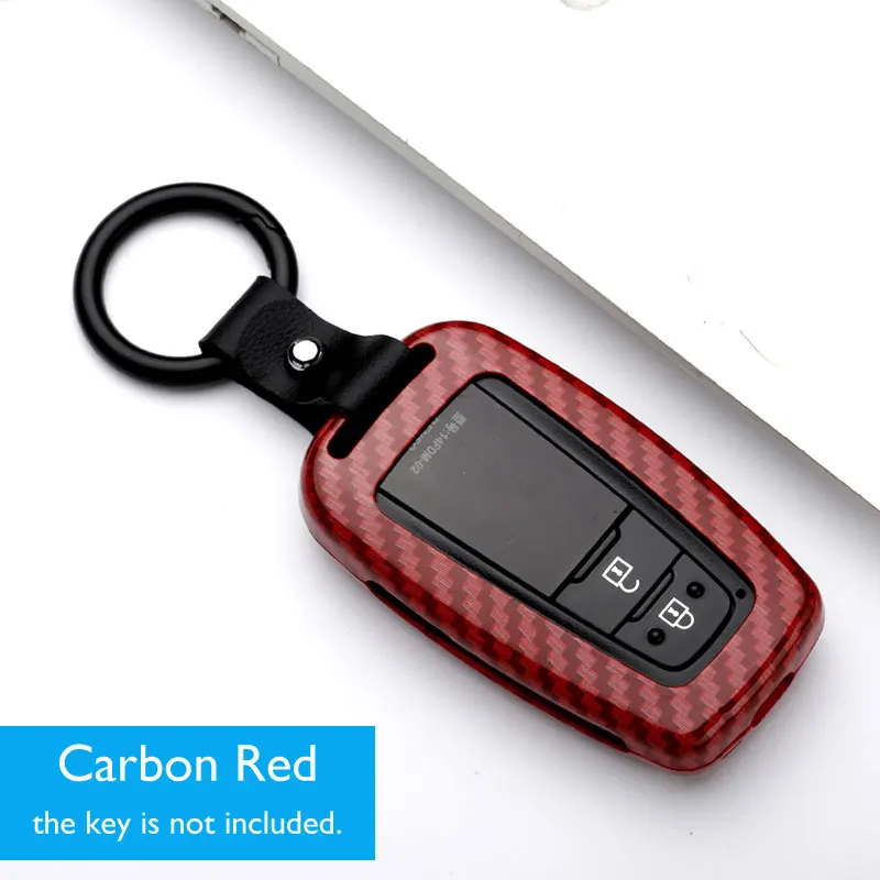 Carbon Red Чехол для ключей автомобиля из сплава для Toyota CHR C-HR Camry Prado Prius Corolla RAV4 брелок для ключей защитный чехол дистанционного брелока - Название цвета: Carbon Red