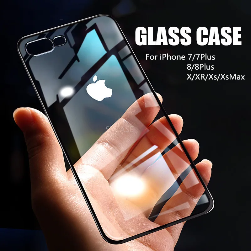 Koisacase Premium Glass Case For iPhone XR XS Max Cases Transparent Silicone Edge Back Cover 6 6S 7 8 Plus |