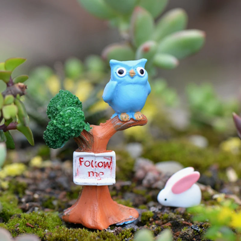 1 шт. милый мультяшный Сова микро пейзаж животное Смола Сделай Сам сад украшение