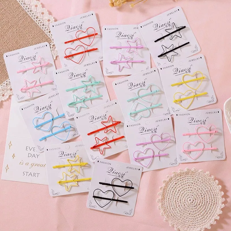 2 шт. заколки для волос со звездами и сердечками