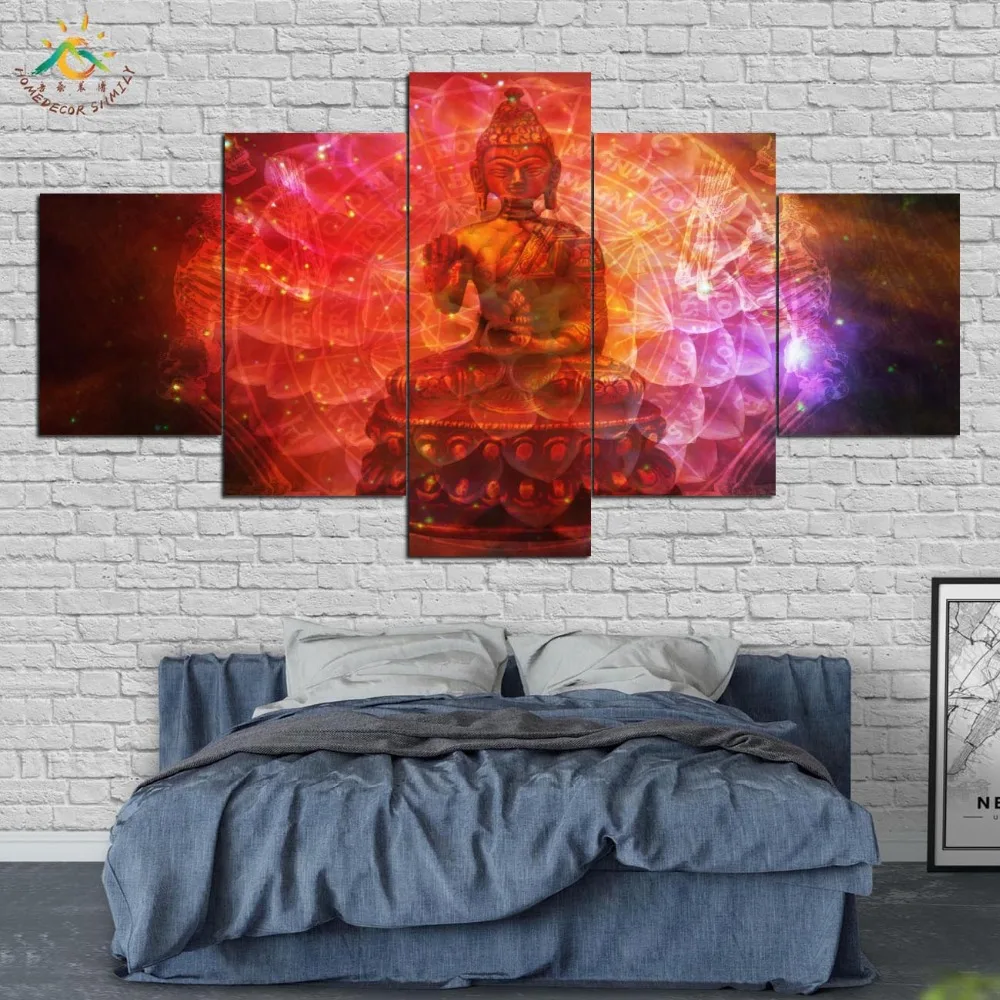 Настенная картина Red Fire Buddha HD Художественная печать на холсте Модульная и