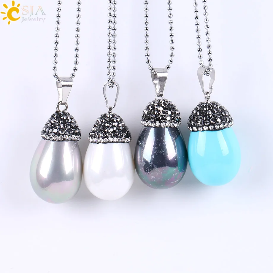 CSJA модные ювелирные изделия из искусственного жемчуга белые и синие подвески