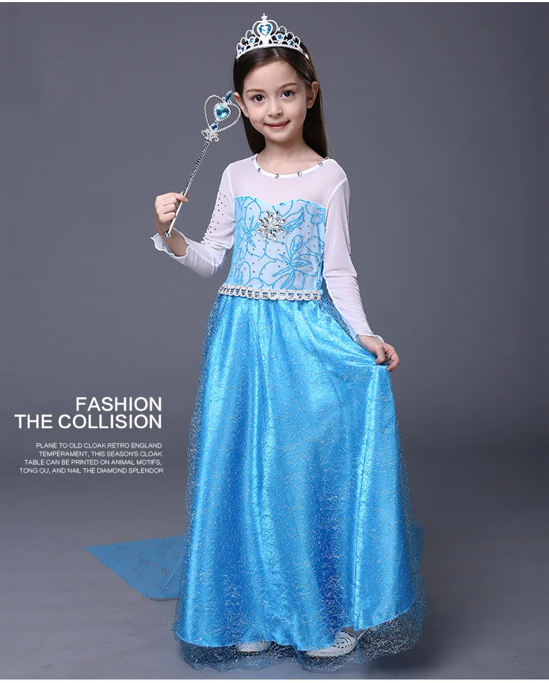 Красивое платье принцессы Ледяная Фея платья Эльза для девочек с длинными
