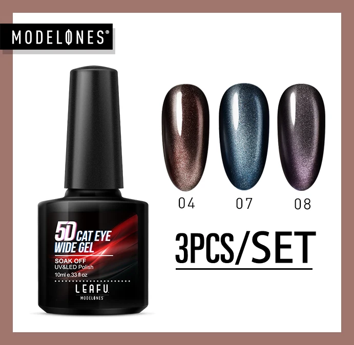 3PCS GEL SET Leafu Modelones 5D Cay Eyes УФ-гель для ногтей набор Магнитный "хамелеон" светодиодный гель лак для ногтей полуперманентный УФ-гель для ногтей Набор Для лаков - Цвет: 3PCS GEL SET